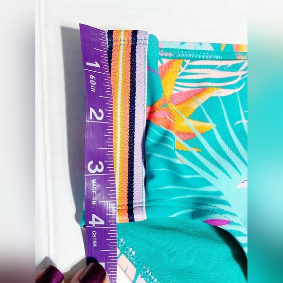 🦃Xhilaration High Leg High Waist Multicolor Tropical Bikini Bottoms Size M NWOT - Picture 6 of 9